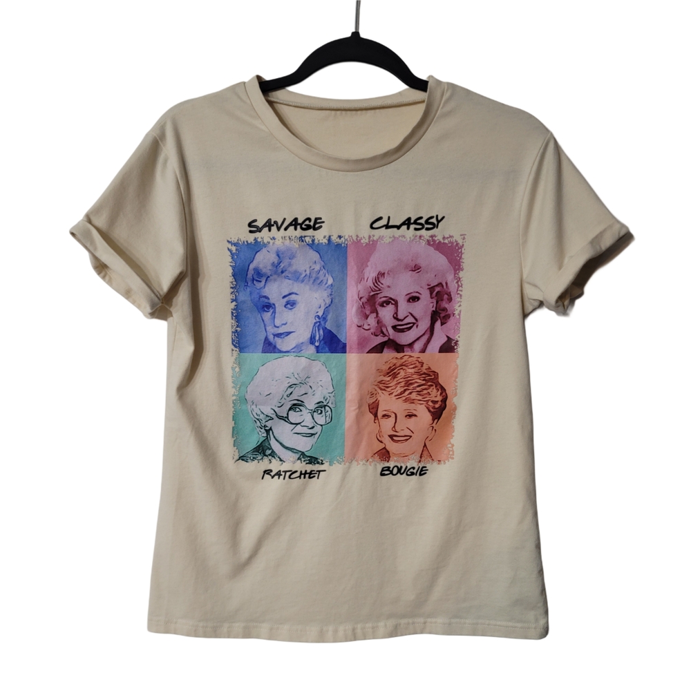 Golden Girls Cream Cotton Blend T-Shirt Size Small